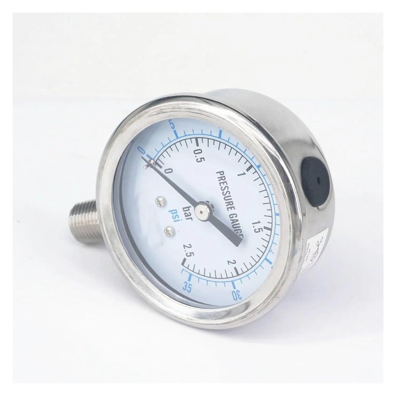 مقياس ضغط قرصي 60 مم 0 2 5 بار 1 4 BSPT ذكر 304 فولاذ مقاوم للصدأ PSI N2 تخمير بالبخار - Image 5