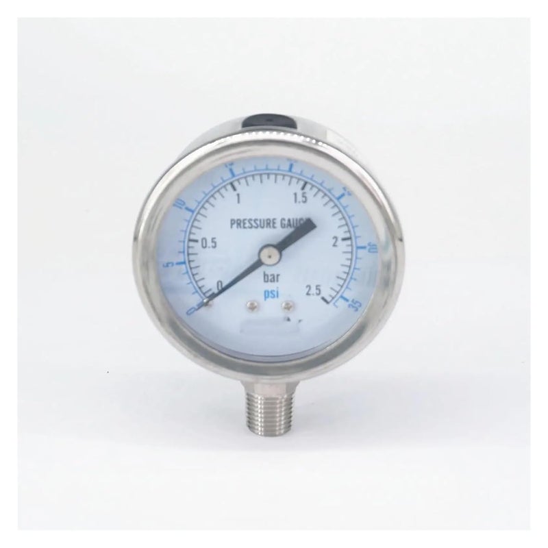 مقياس ضغط قرصي 60 مم 0 2 5 بار 1 4 BSPT ذكر 304 فولاذ مقاوم للصدأ PSI N2 تخمير بالبخار - Image 3