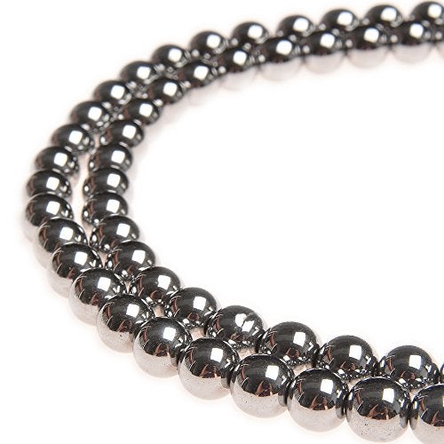PLTbeads Gemstone Round Loose Beads Approxi 15.5 inch 1 Strand per Bag for Jewelry Making Findings Accessories (10mm, Silver Plated Hematite) - Image 1