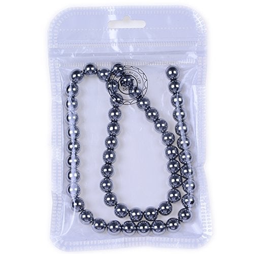 PLTbeads Gemstone Round Loose Beads Approxi 15.5 inch 1 Strand per Bag for Jewelry Making Findings Accessories (10mm, Silver Plated Hematite) - Image 2