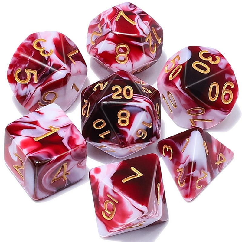 QMAY DND Dice Set -D&D Polyhedral Dice (7 Pcs) for Dungeons and Dragons (Purple Green Four Colors) - Image 1