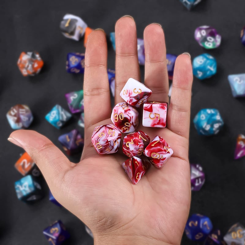 QMAY DND Dice Set -D&D Polyhedral Dice (7 Pcs) for Dungeons and Dragons (Purple Green Four Colors) - Image 5