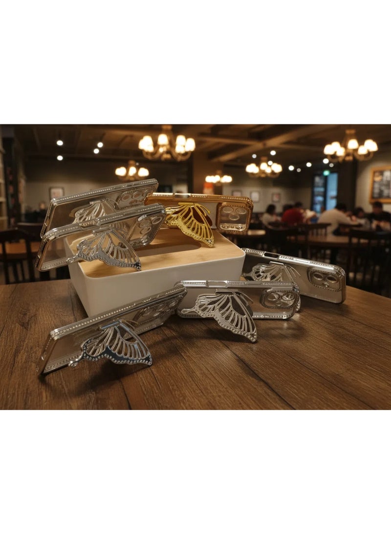 غطاء سامسونج جالاكسي S25 Ultra مع حامل فراشة، 【مقاوم للاصفرار】 شفاف تماماً وذو حماية عسكرية متينة، مع وسائد هوائية مضادة للصدمات، غطاء خلفي فائق النحافة لسامسونج جالاكسي S25 Ultra —— فضي - Image 5