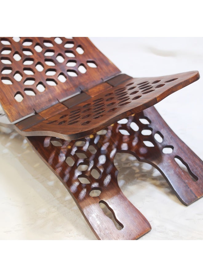 حامل كتب دينية منحوت يدويًا بشكل جميل، حامل خشبي قابل للطي لقراءة وتثبيت القرآن الكريم والكتب المقدسة الأخرى - Image 2