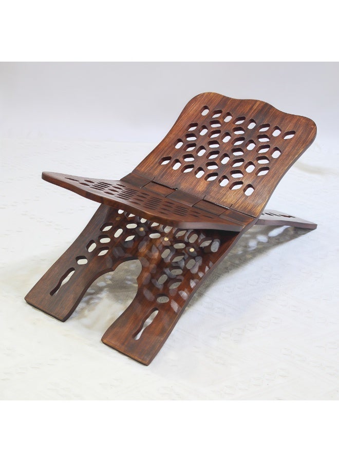 حامل كتب دينية منحوت يدويًا بشكل جميل، حامل خشبي قابل للطي لقراءة وتثبيت القرآن الكريم والكتب المقدسة الأخرى - Image 3