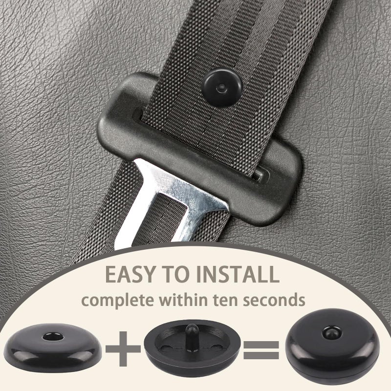vvag 5 Sets Universal Seatbelt Stopper Kit  Snap-On Seat Belt Button Stopper Plastic Seatbelt Buckle Stopper Button Prevent Seatbelt Clip From Sliding Down No Welding Required(Black) - Image 4