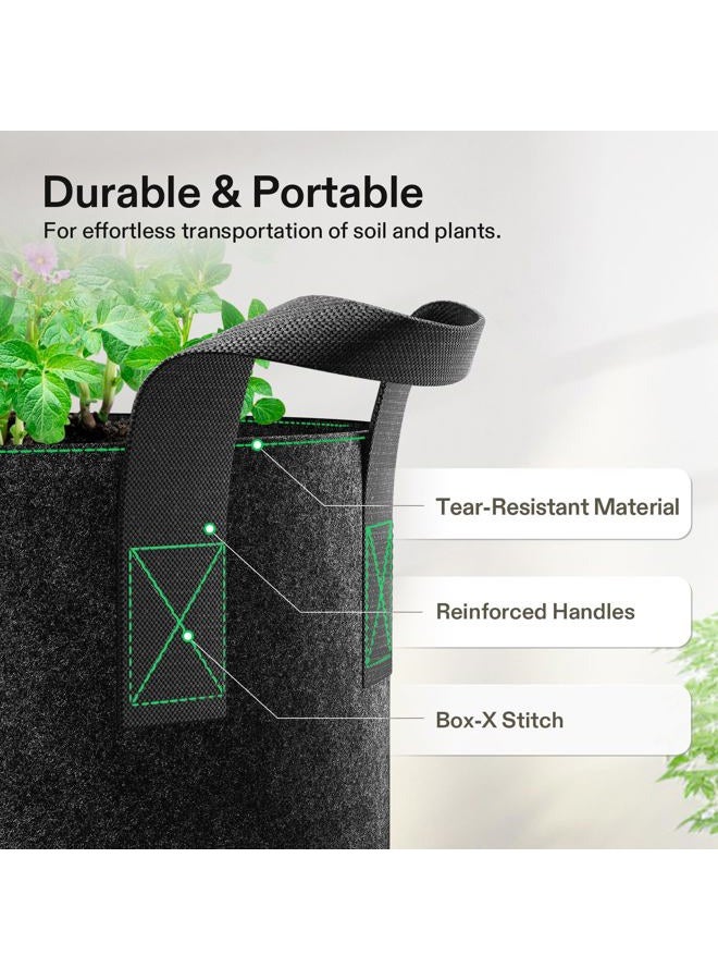 VIVOSUN 5-Pack 2 Gallon Grow Bags Heavy Duty Thickened Nonwoven Fabric Pots with Handles - Image 4