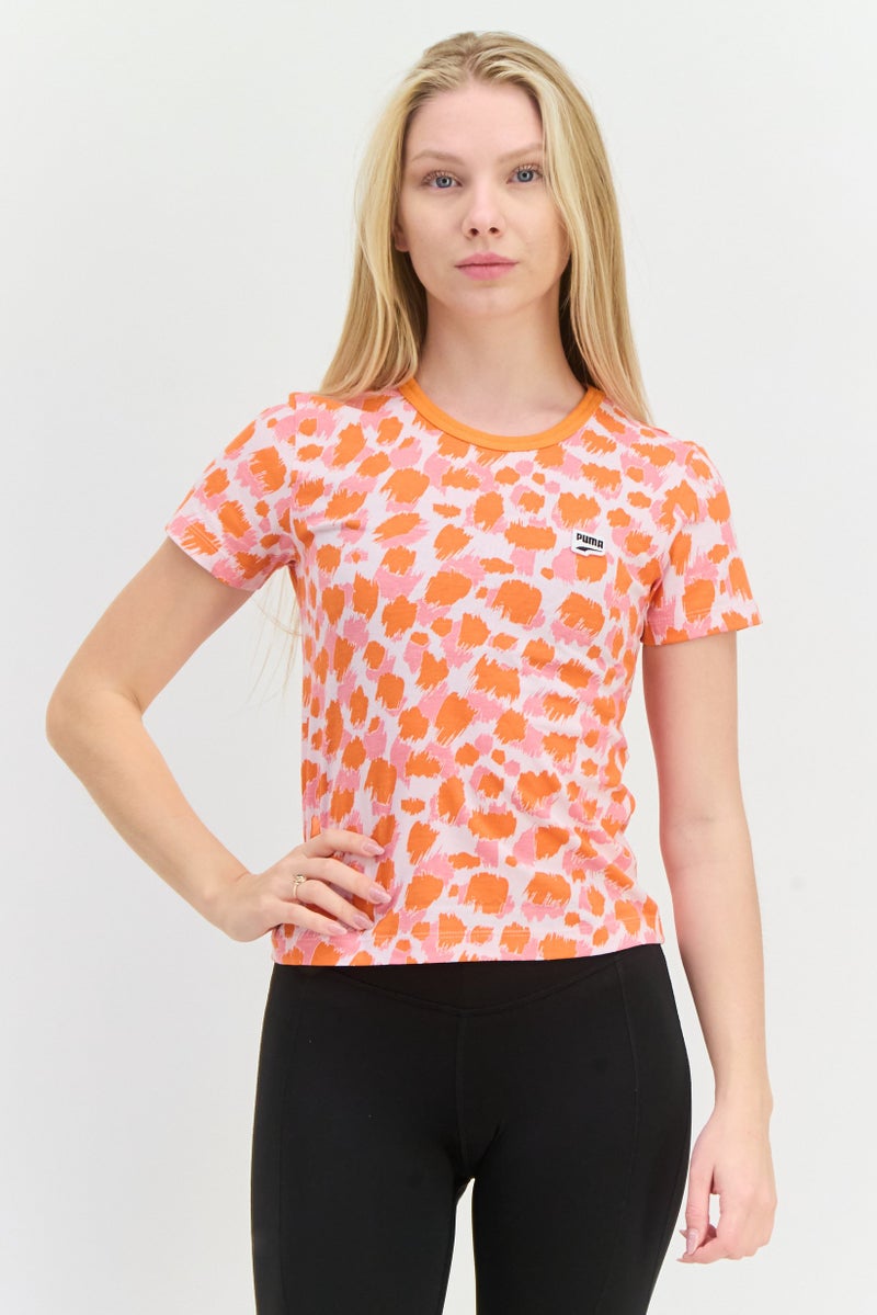PUMA Women Slim Fit Short Sleeves Outdoors Top, Orange - Image 1