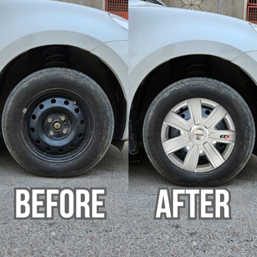PRIGAN 14 Inch Silver Universal Wheel Cover/Cap for All 14 Inch Cars (Size 14 Inch) (Set of 4 Pcs) (Press Fitting) Model- GTX 14 Silver - Image 3