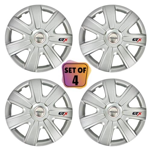 PRIGAN 14 Inch Silver Universal Wheel Cover/Cap for All 14 Inch Cars (Size 14 Inch) (Set of 4 Pcs) (Press Fitting) Model- GTX 14 Silver - Image 2