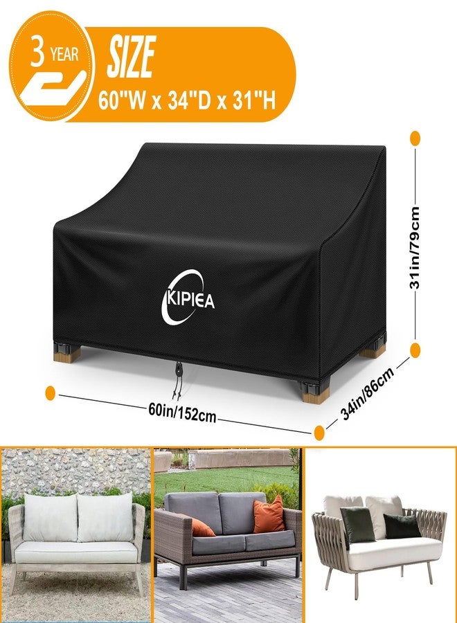 Kipiea Patio Sofa Cover, Durable Outdoor Couch Covers Waterproof Winter, 2-Seat Patio Furniture Cover Loveseat, Outdoor Sofa Covers with Anti UV and No Tears, No Fading (60"W x 34"D x 31"H) - Image 2