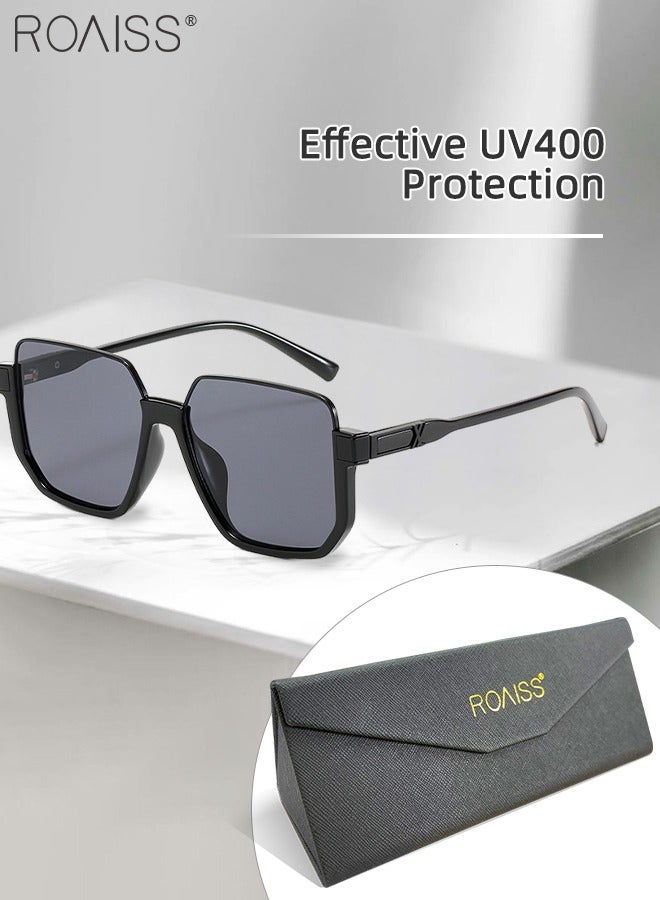 roaiss Semi Frame Square Sunglasses for Men Women UV400 Protection Sun Glasses with Alloy Frame Fashion Anti-Glare Sun Shades for Driving Fishing Traveling with Grey Lens - Image 1