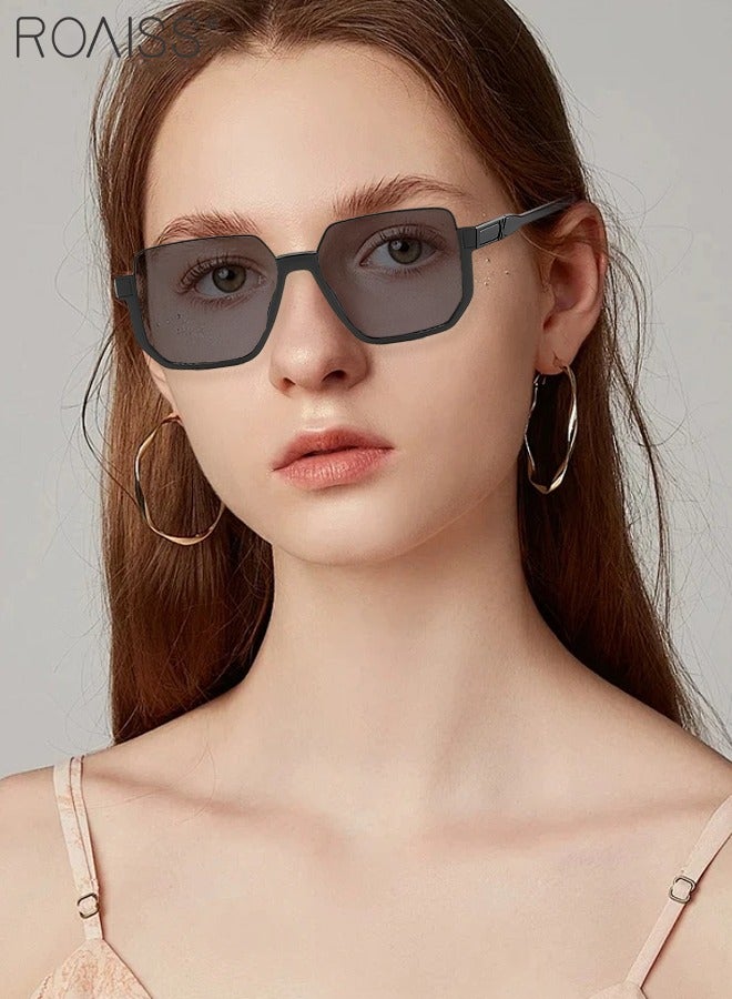 roaiss Semi Frame Square Sunglasses for Men Women UV400 Protection Sun Glasses with Alloy Frame Fashion Anti-Glare Sun Shades for Driving Fishing Traveling with Grey Lens - Image 2