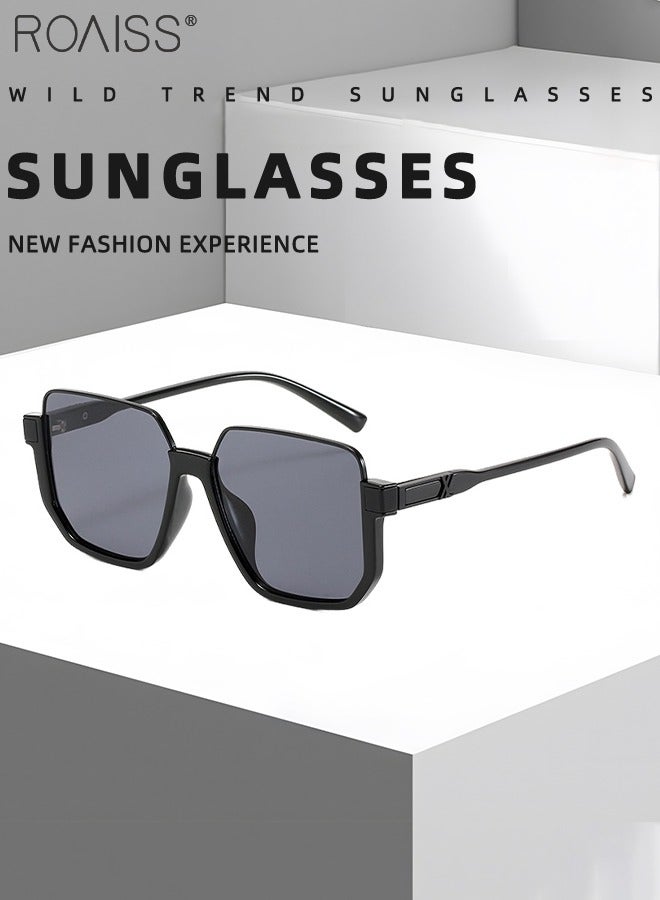 roaiss Semi Frame Square Sunglasses for Men Women UV400 Protection Sun Glasses with Alloy Frame Fashion Anti-Glare Sun Shades for Driving Fishing Traveling with Grey Lens - Image 3