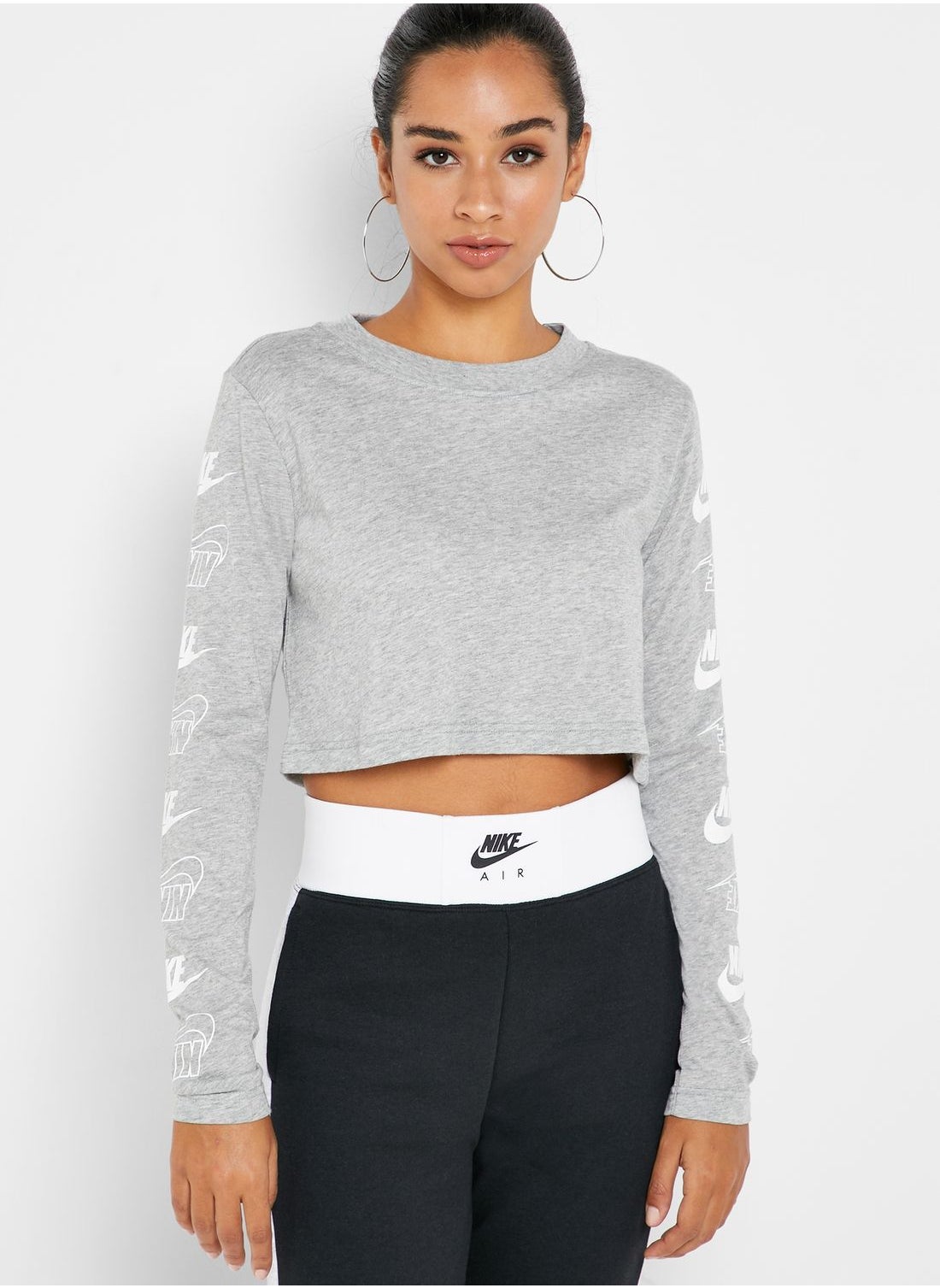 Buy Nike Grey NSW Futura Flip Cropped T Shirt for Women in Oman