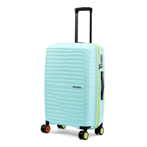 Nasher Miles Cairo Hard-Sided Polypropylene Check-in Luggage 24 inch | 65cm | 8 Wheels Medium Trolley Bag for Travel | Suitcase (Pastel Green & Neon) - Image 1