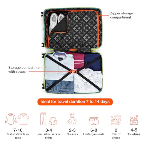 Nasher Miles Cairo Hard-Sided Polypropylene Check-in Luggage 24 inch | 65cm | 8 Wheels Medium Trolley Bag for Travel | Suitcase (Pastel Green & Neon) - Image 5