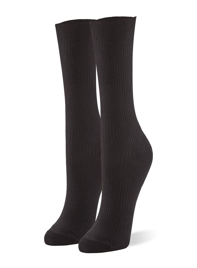 HUE womens Relaxed Top Crew , 3 Pair Pack Casual Socks, Black, One Size US - Image 3