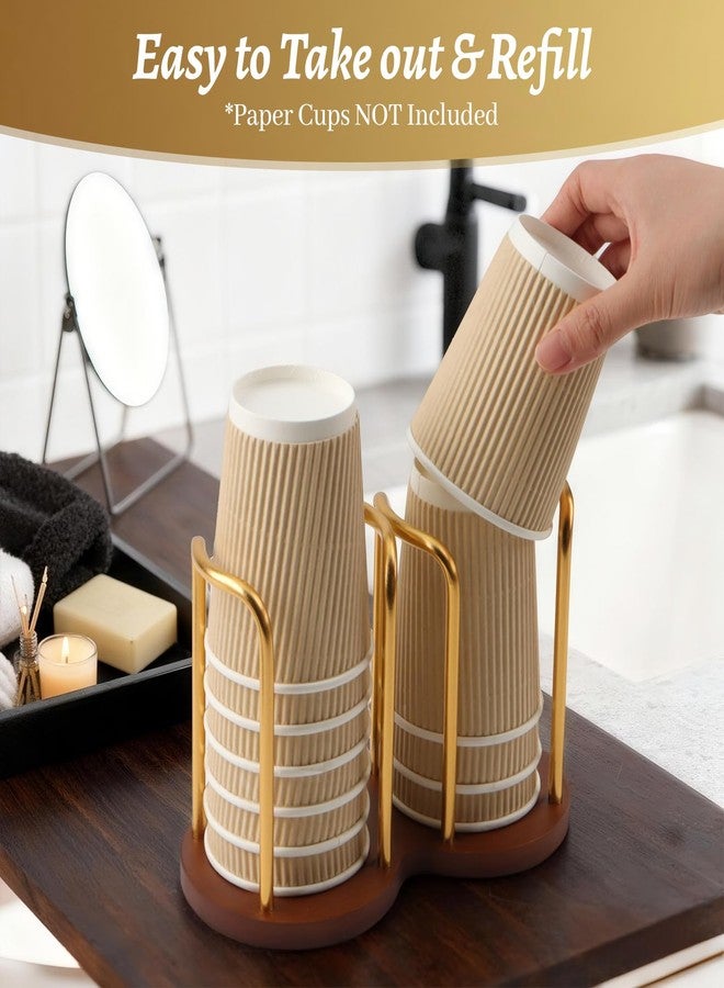 Top-spring Wood Bathroom Cup Dispenser 3 oz-8 oz Disposable Paper & Plastic Bathroom Cup Holder - Mouthwash Cup Dispenser for Bathroom Countertop - Disposable Coffee Cup Dispenser for Kitchen, Coffee Station - Image 5