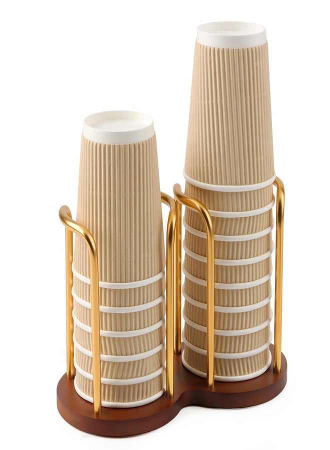Top-spring Wood Bathroom Cup Dispenser 3 oz-8 oz Disposable Paper & Plastic Bathroom Cup Holder - Mouthwash Cup Dispenser for Bathroom Countertop - Disposable Coffee Cup Dispenser for Kitchen, Coffee Station - Image 1