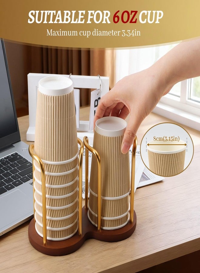 Top-spring Wood Bathroom Cup Dispenser 3 oz-8 oz Disposable Paper & Plastic Bathroom Cup Holder - Mouthwash Cup Dispenser for Bathroom Countertop - Disposable Coffee Cup Dispenser for Kitchen, Coffee Station - Image 4