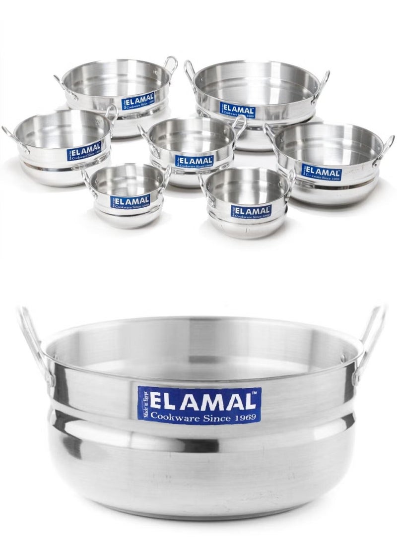 ELAMAL Elamal Aluminum Pots Set Consisting of 7 Pots With Two Handles, Egyptian Industry, Size 16/ 18 / 20 / 22 / 24 / 28 / 30 cm  - Image 2