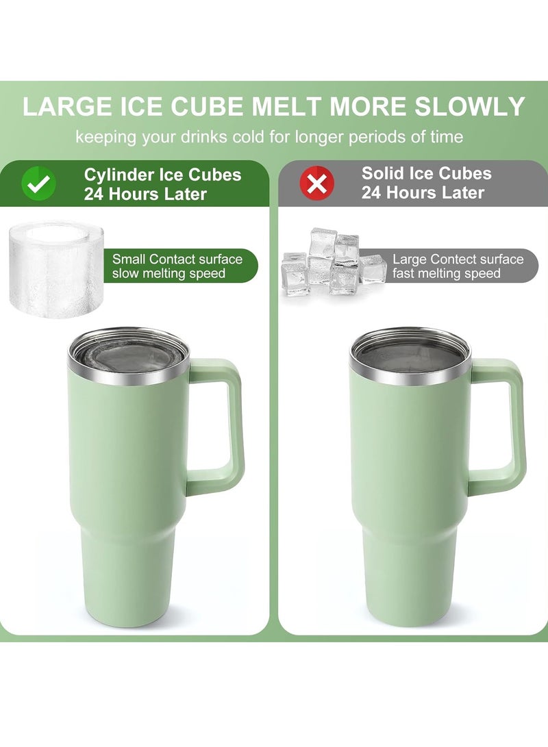 Mmmon Ice Cube Tray for 30Oz-40Oz Tumbler,3 Pcs Silicone Hollow Cylinder Ice Mold with Lid and Bin for Freezer,Ice Drink,Juice(Green,40 Oz) - Image 4