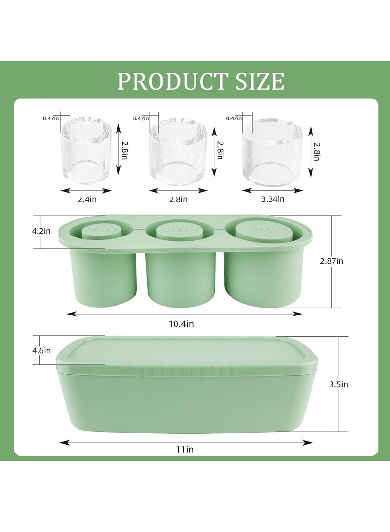 Mmmon Ice Cube Tray for 30Oz-40Oz Tumbler,3 Pcs Silicone Hollow Cylinder Ice Mold with Lid and Bin for Freezer,Ice Drink,Juice(Green,40 Oz) - Image 5