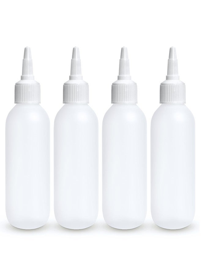 BRIGHTFROM Squeeze Bottles - 4 OZ Empty Plastic Containers for Dressing, Sauces & Condiments | Ketchup, Mustard, Syrup, Oil, Arts and Crafts | Leak Proof, BPA Free, Refillable | Twist Top - Pack of 4 - Image 1