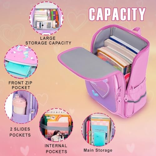 TONY STARK Backpack 41cm height for big Kids, 3D Embossed Design, Stylish and Durable Water-Resistant school Bag for Boys and Girls, Cute Cartoon Style, Ideal for Ages 5-12 (HeartWish Sparkle) - Image 3