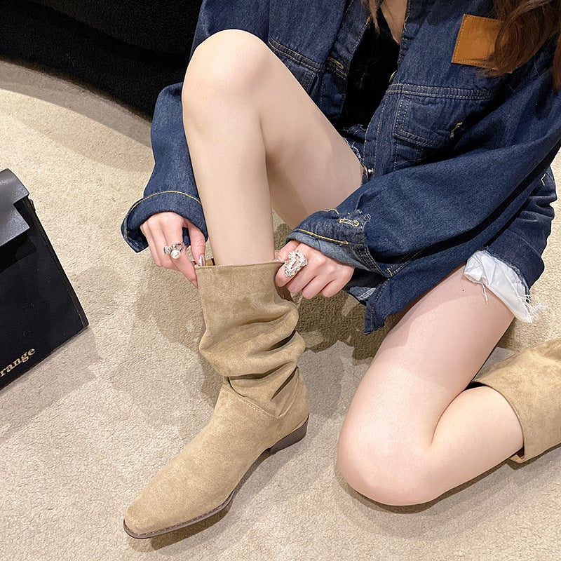 Arrival French Style Retro Heap Boots Western Cowboy Boots Fashion High Boots Korean Style Pointed Toe Long Boots - Image 5