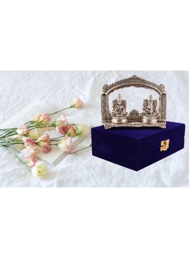 Lavanaya Silver® - Exquisite Silver Plated Ganesh Laxmi Idol with Velvet Box | Perfect for Home Décor, Office, Pooja Room | Ideal for Diwali, Housewarming, Weddings, Anniversaries & Spiritual Gifting - Image 3