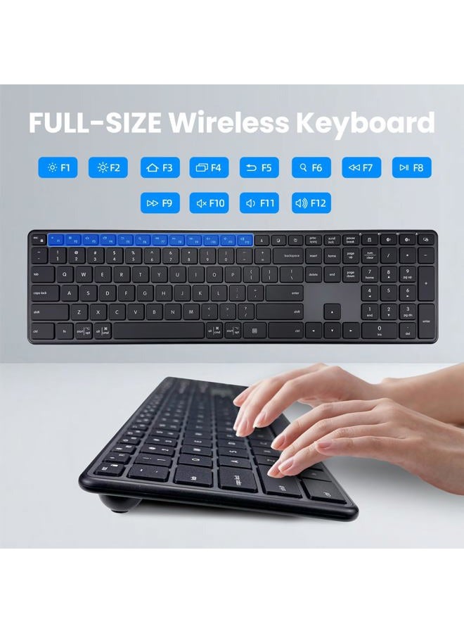 Bnnwa K925 Wireless Bluetooth Keyboard, Full Size with Number Pad, Quiet Typing, Multi-Device Connection for Windows/PC/Laptop/Phone - Image 3