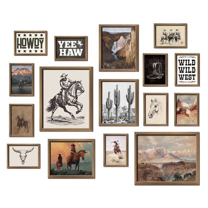 ANERZA 16 PCS Western Wall Art Decor Southwestern Gallery Wall Prints for Bedroom Bathroom Cowboy Posters for Living Room Aesthetic Dorm Home Artwork Collage Kit - Image 2