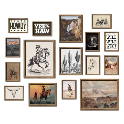 ANERZA 16 PCS Western Wall Art Decor Southwestern Gallery Wall Prints for Bedroom Bathroom Cowboy Posters for Living Room Aesthetic Dorm Home Artwork Collage Kit - Image 1