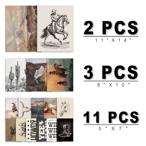 ANERZA 16 PCS Western Wall Art Decor Southwestern Gallery Wall Prints for Bedroom Bathroom Cowboy Posters for Living Room Aesthetic Dorm Home Artwork Collage Kit - Image 3