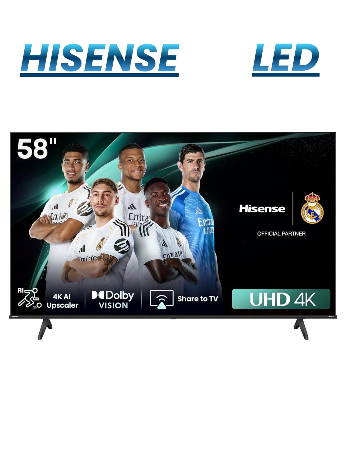 58-Inch 4K UHD A6Q Smart TV With 60Hz Display | Dolby Vision, Dolby Audio, VIDAA Smart OS, AI 4K Upscaler, Netflix, YouTube, Prime Video, Game Mode PLUS 60hz | International Model - 2025 UHD A6Q Model TV 58A6Q Black