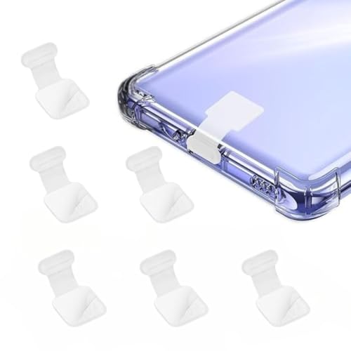 MAK Type C Charging Port Transparent Dust Protection Caps, USB C Anti-Lost Dust Plugs Silicone Protectors Type C Plug Covers with Removable Adhesive Compatible with Mobile, Laptop (6Pcs) - Image 1