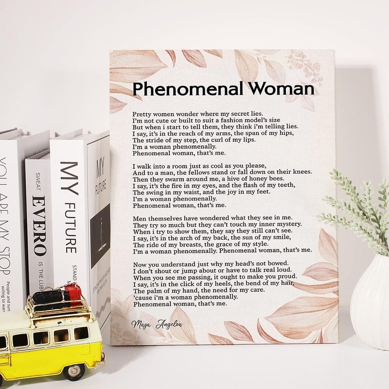 JerLoe Phenomenal Woman Poem Canvas Wall Art Motivational Maya Angelou Feminist Canvas Print Artwork Positive Canvas Painting Office Home Wall Decor Framed Gift 12x15 Inch - Image 4
