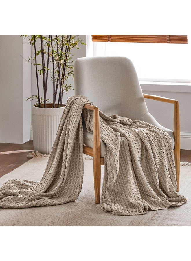 Bedsure Bedsure Cooling Cotton Waffle Twin XL Blanket - Lightweight Breathable Blanket of Rayon Derived from Bamboo for Hot Sleepers, Luxury Throws for Bed, Couch and Sofa, Taupe, 66x90 Inches  - Image 2