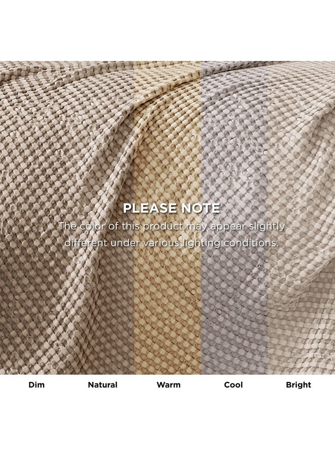 Bedsure Bedsure Cooling Cotton Waffle Twin XL Blanket - Lightweight Breathable Blanket of Rayon Derived from Bamboo for Hot Sleepers, Luxury Throws for Bed, Couch and Sofa, Taupe, 66x90 Inches  - Image 5