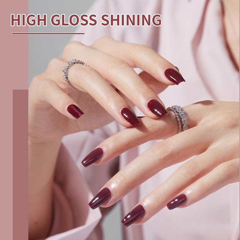 JODSONE 10ml Nude Brown Gel Nail Polish Set 6Colors Long Lasting Neutral Brown Red Purple Pink Gel Nail Polish Lacquer Glossy Art for Nail and Salon Need U V Lamp - Image 3