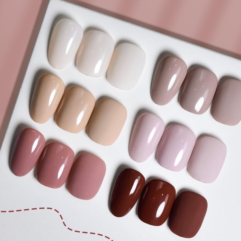 JODSONE 10ml Nude Brown Gel Nail Polish Set 6Colors Long Lasting Neutral Brown Red Purple Pink Gel Nail Polish Lacquer Glossy Art for Nail and Salon Need U V Lamp - Image 5