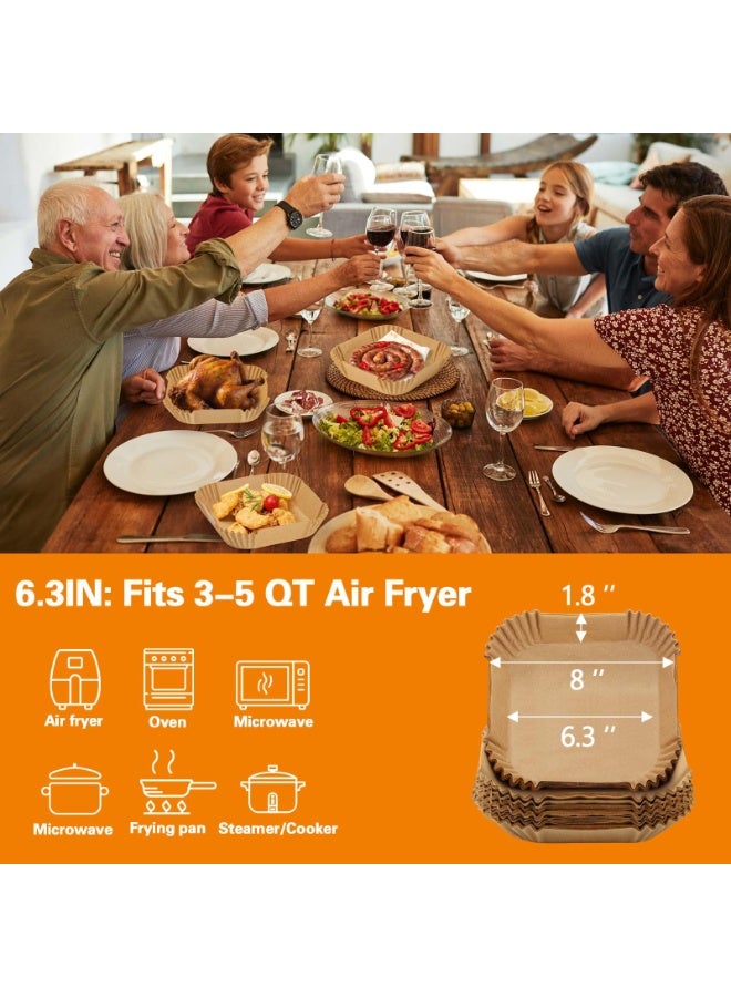 زيفانا 100 قطعة من ورق القلاية الهوائية بطانات ورق القلاية الهوائية القابل للتصرف بطانات مربعة لورق الخبز للقلاية الهوائية ورق زبدة مقاوم للماء للخبز في الميكروويف 6.3 بوصة/16 سم مربع - Image 2