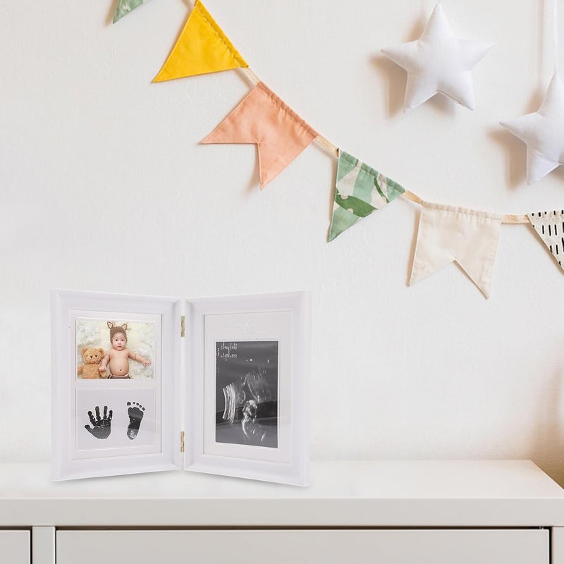 GALPADA Photo Frame and Picture Frame with Hand and Footprint Keepsake, Pvc Material, White 31x21cm, Newborn Memory Display for Shower and Nursery Decor - Image 5