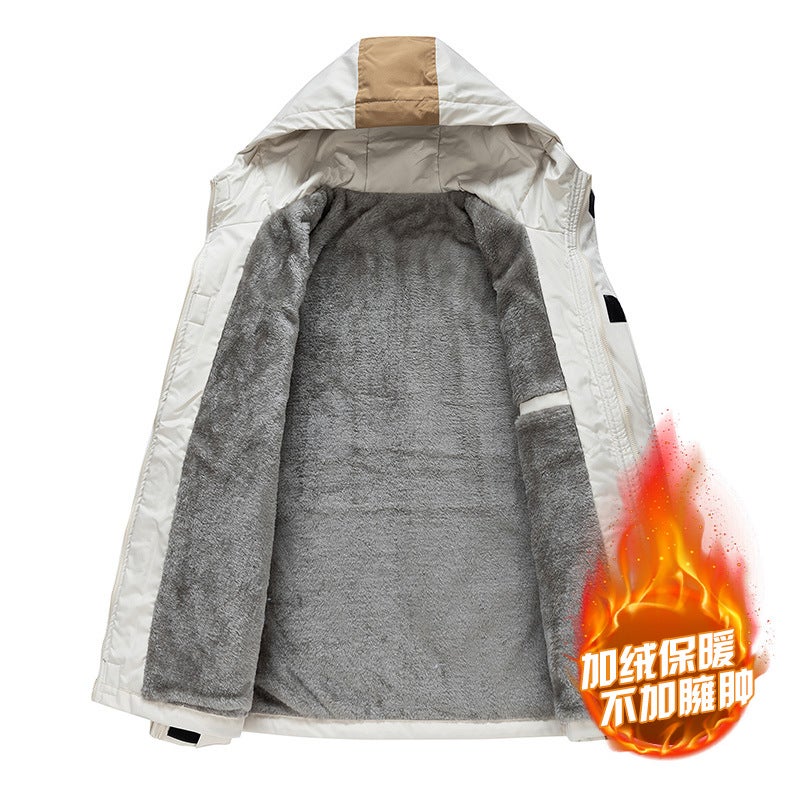 Men'S Hooded Color-Blocked Large Size Trendy Jacket Youthful Loose Plus Fat Plus Versatile Casual Letter Printed Jacket - Image 3