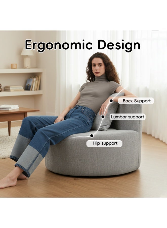 AIMSTYTO Round Chaise Longue Chair Indoor, Modern Upholstered Chenille Deep Seat Circle Single Lounge Floor Sofa Chair for Living Room, Bedroom Apartment - Image 2