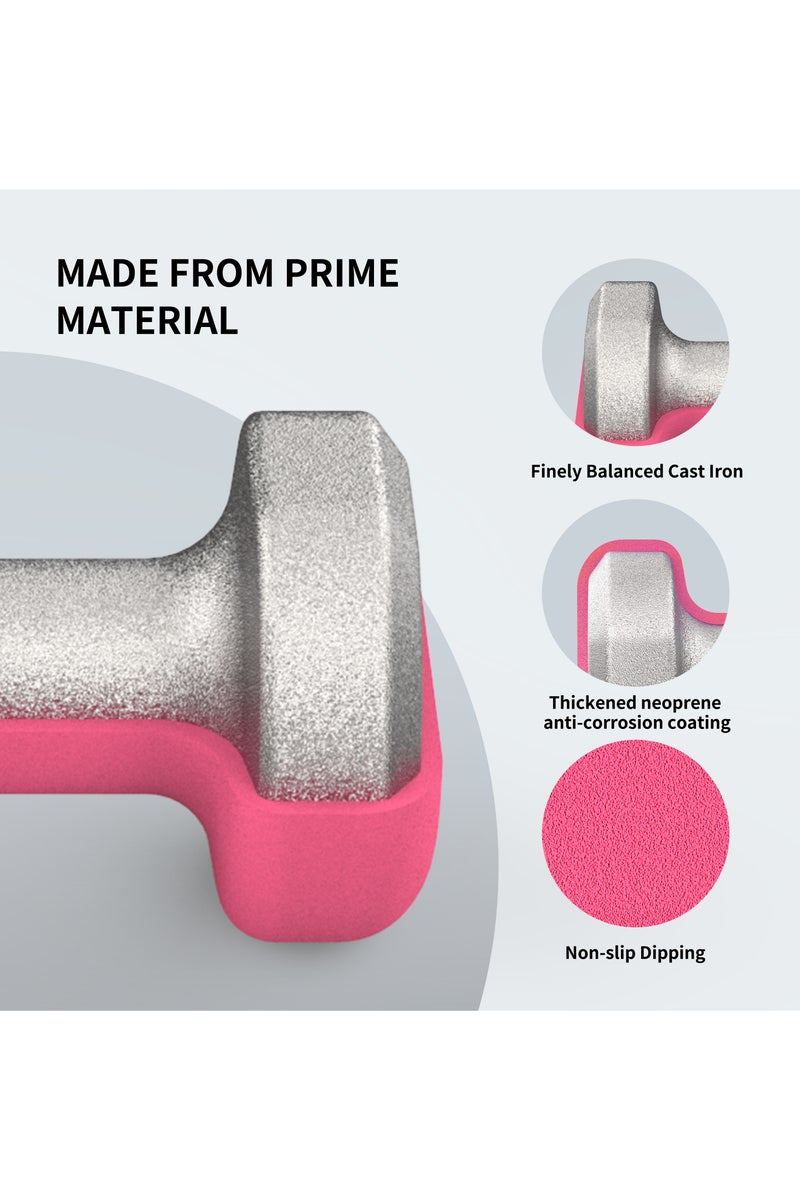 PROIRON PROIRON Neoprene Dumbbells Set Weights Exercise & Fitness Dumbbells (1kg×2 Pink) - Image 3