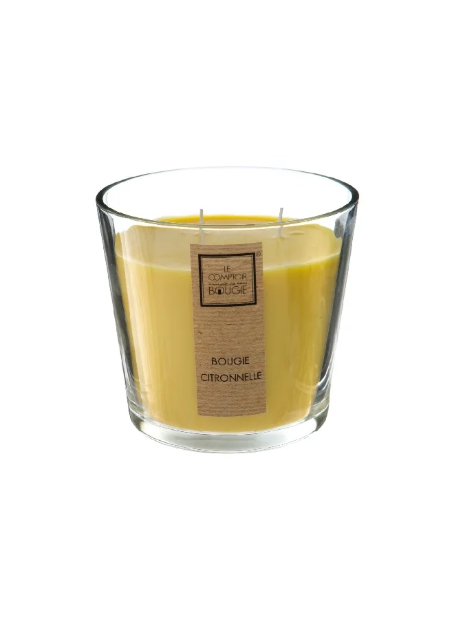 atmosphera Crystal Glass Citronella Fragrance Wax Scented Candle Yellow 500 g 123000CIX