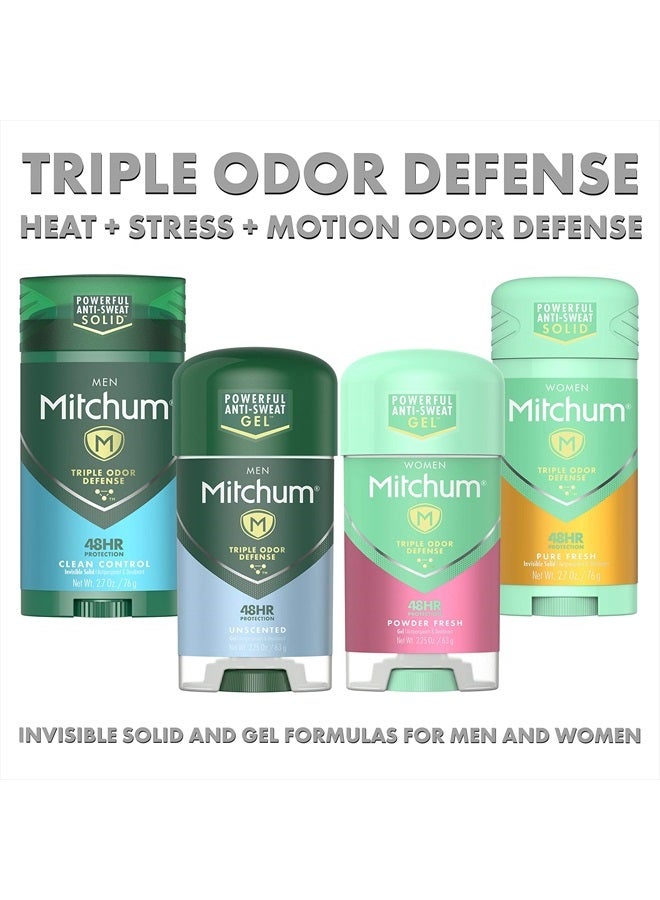 Mitchum Men's Deodorant, Antiperspirant, Triple Odor Defense Gel Stick, 48 Hr Protection, Dermatologist Tested, Alcohol Free, Unscented, 3.4 Oz (Pack of 2) - Image 5